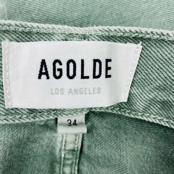 NWT AGOLDE Cooper Cargo High Rise Straight Leg Jean Sz 34 Salamander Green - Picture 9 of 16